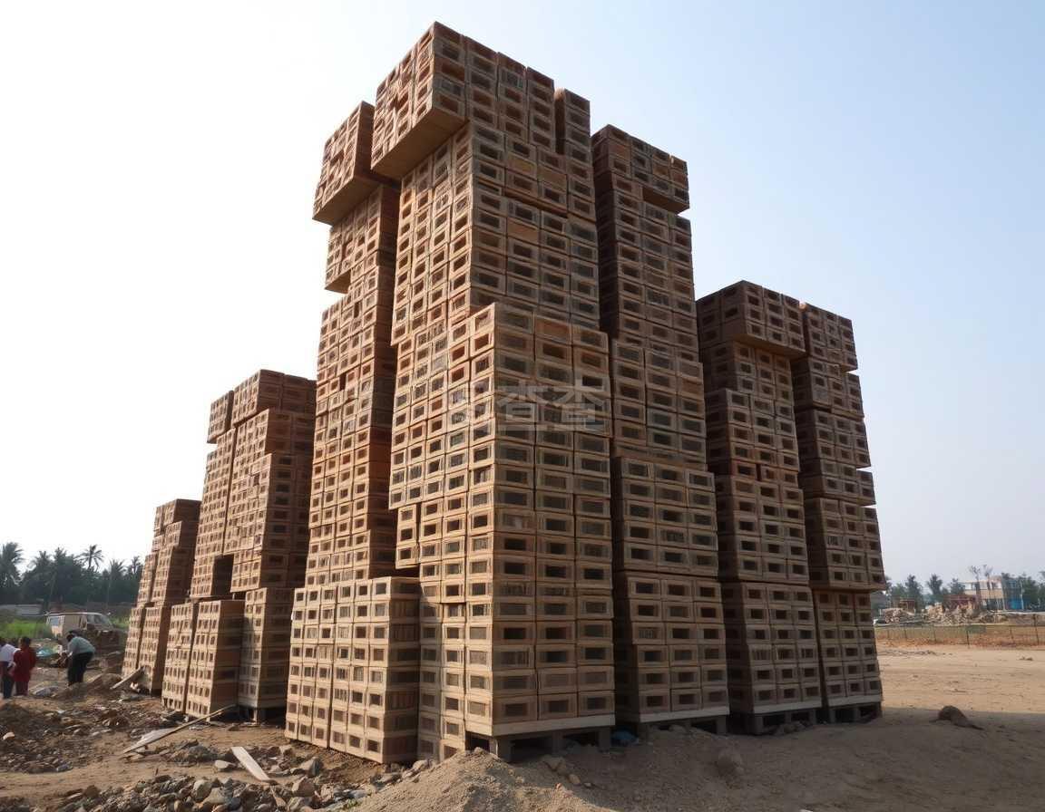 堆积的格兰建筑砌块桩 构建现代城市的基础
